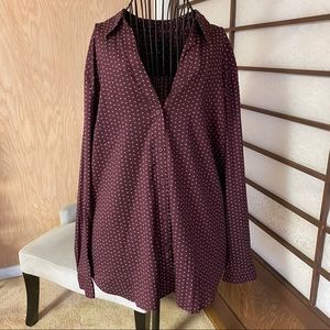 Women’s Maroon Pattern Ann Taylor Button Down